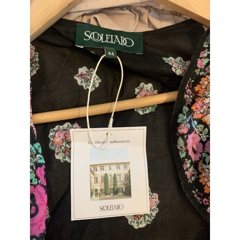 Soleiado Paris NWT Womens Black Paoline Pompadour Wrap S/S Dress EU 44 L US14 - Picture 16 of 16